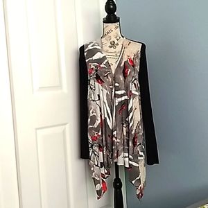 Joan Rivers Floral Print Drape Front  Cardigan - Size Small